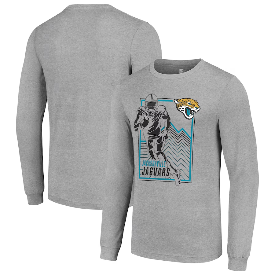 Men Jacksonville Jaguars grey 2024 NFL Long sleeve T Shirts